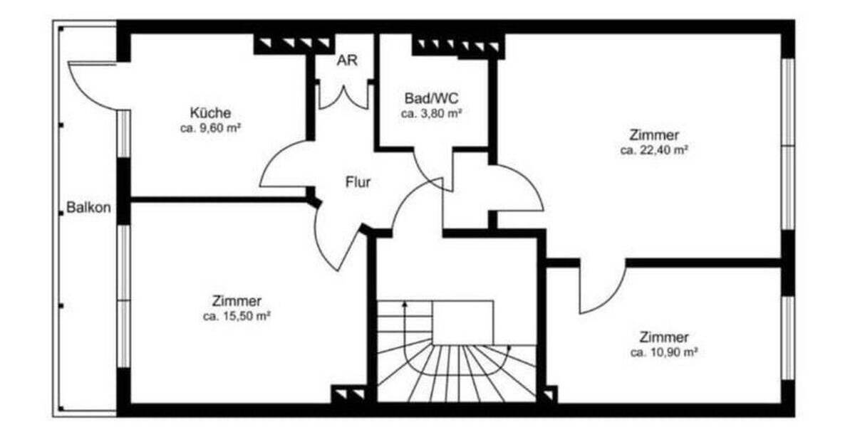 Etagenwohnung Bremen Steintor - 3 Zimmer, 70 m&sup2;, 990&euro; | Angebot:26926601