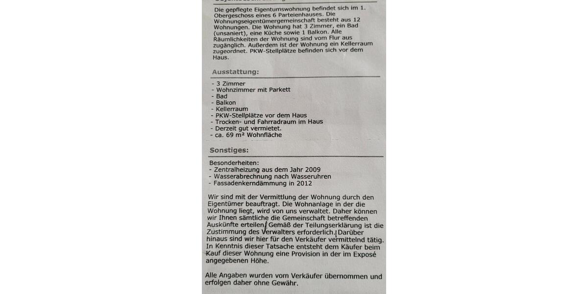 Etagenwohnung Delmenhorst Düsternort - 3 Zimmer, 69 m&sup2;, 139.000&euro; | Angebot:27094289