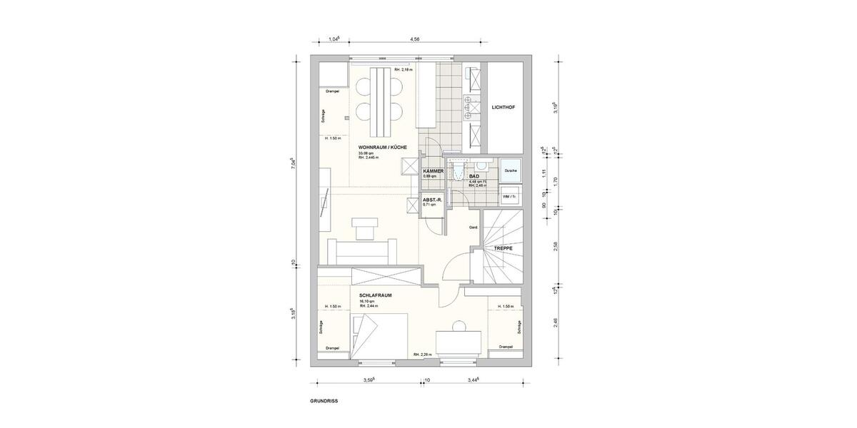 Dachgeschoßwohnung Bremen Schwachhausen - 2 Zimmer, 55 m&sup2;, 220.000&euro; | Angebot:27427288