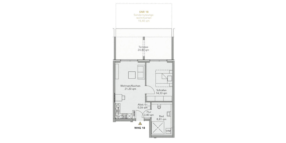 Etagenwohnung Stuhr Brinkum - 2 Zimmer, 60 m&sup2;, 810&euro; | Angebot:26875023