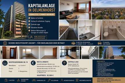 Wohnung Delmenhorst Iprump/Stickgras - 2 Zimmer, 51 m&sup2;, 92.500&euro; | Angebot:26942901