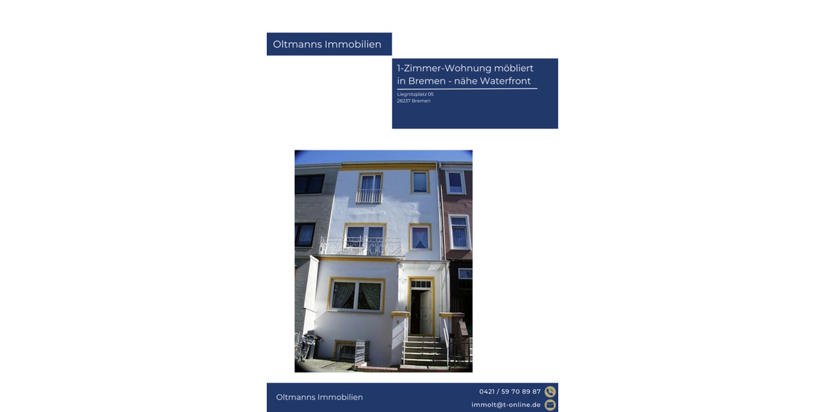 Etagenwohnung Bremen Burglesum - 1 Zimmer, 20 m&sup2;, 610&euro; | Angebot:25102296