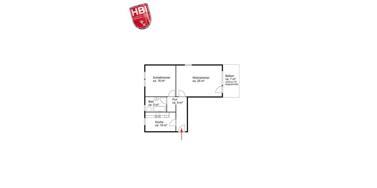 Etagenwohnung Bremen Burg-Grambke - 2 Zimmer, 68 m&sup2;, 630&euro; | Angebot:26617898