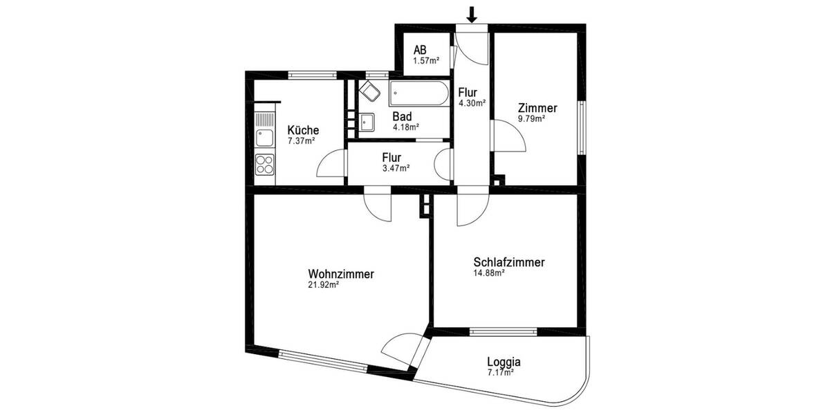 Etagenwohnung Bremen Neu Schwachhausen - 3 Zimmer, 71 m&sup2;, 1.200&euro; | Angebot:26840369