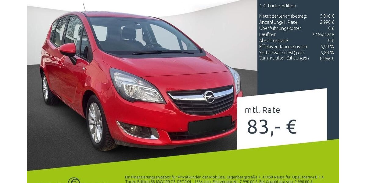 Opel Meriva 108.325 km 7.789 &euro; Stuhr 28816