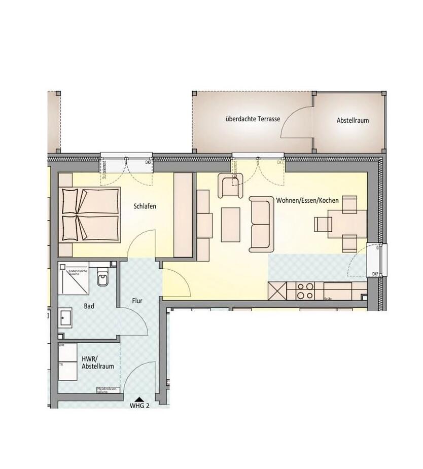 Moderne 2-Zimmer-Wohnung mit Terrasse in Bassum zimmer