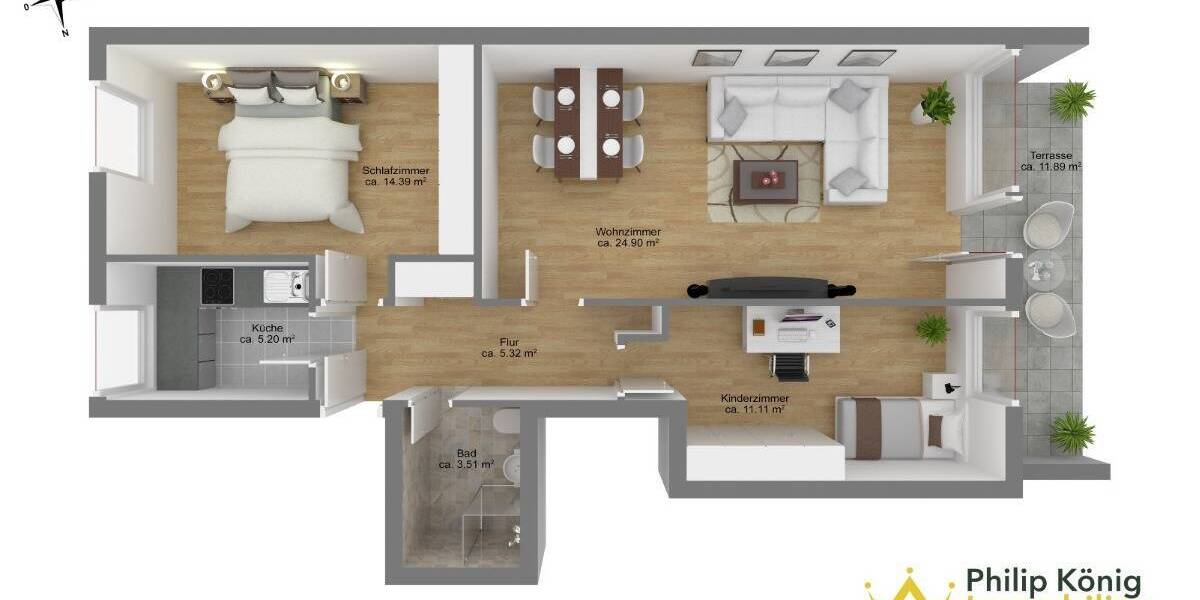 Etagenwohnung Bremen Borgfeld - 3 Zimmer, 70 m&sup2;, 875&euro; | Angebot:26204840