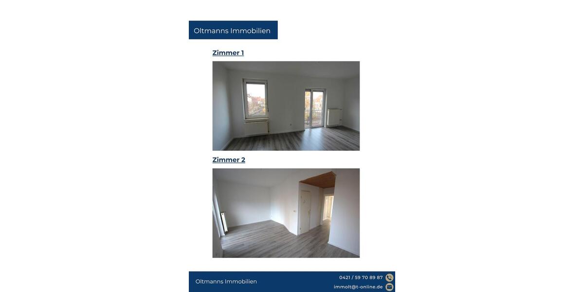Etagenwohnung Bremen Burglesum - 2 Zimmer, 53 m&sup2;, 593&euro; | Angebot:26019456