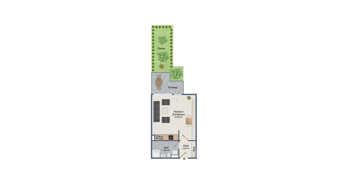 Etagenwohnung Bremen Walle - 1 Zimmer, 36 m&sup2;, 570&euro; | Angebot:26532781