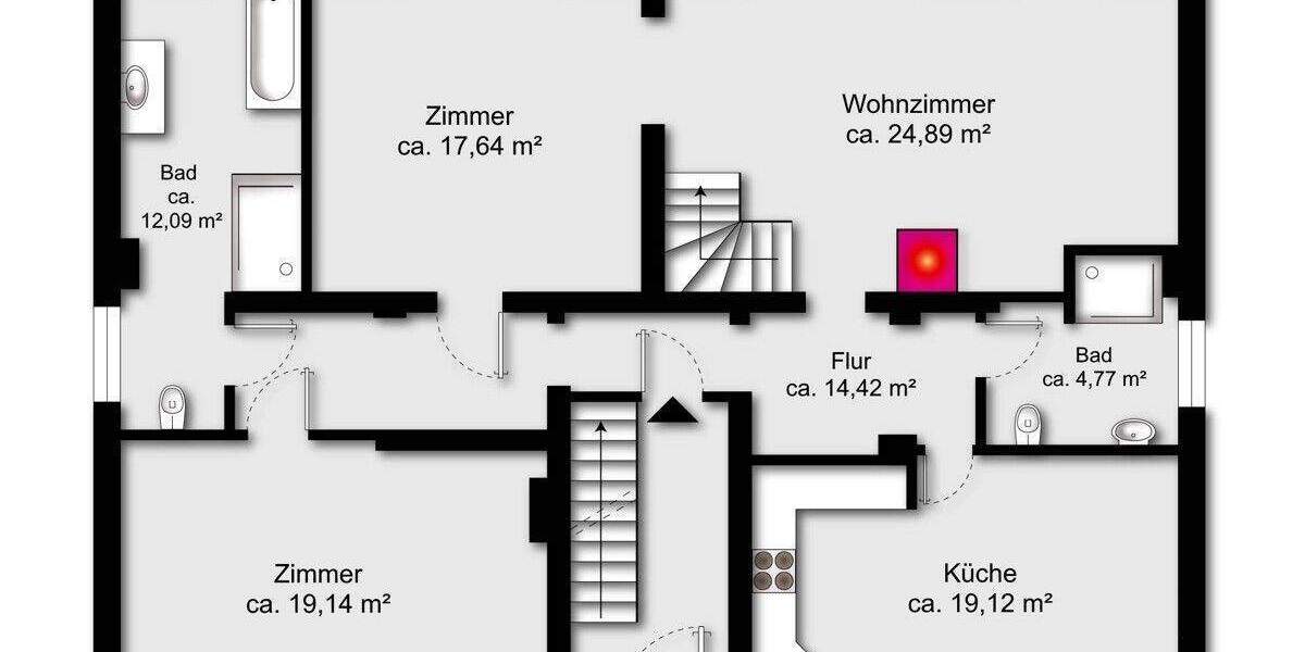Etagenwohnung Bremen / Lesum Lesum - 3 Zimmer, 125 m&sup2;, 259.000&euro; | Angebot:25899231