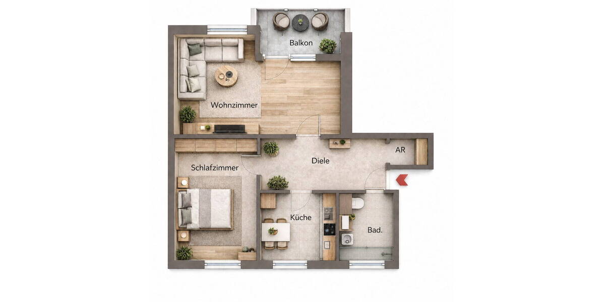 Etagenwohnung Bremen Blockdiek - 2 Zimmer, 60 m&sup2;, 175.000&euro; | Angebot:26402132