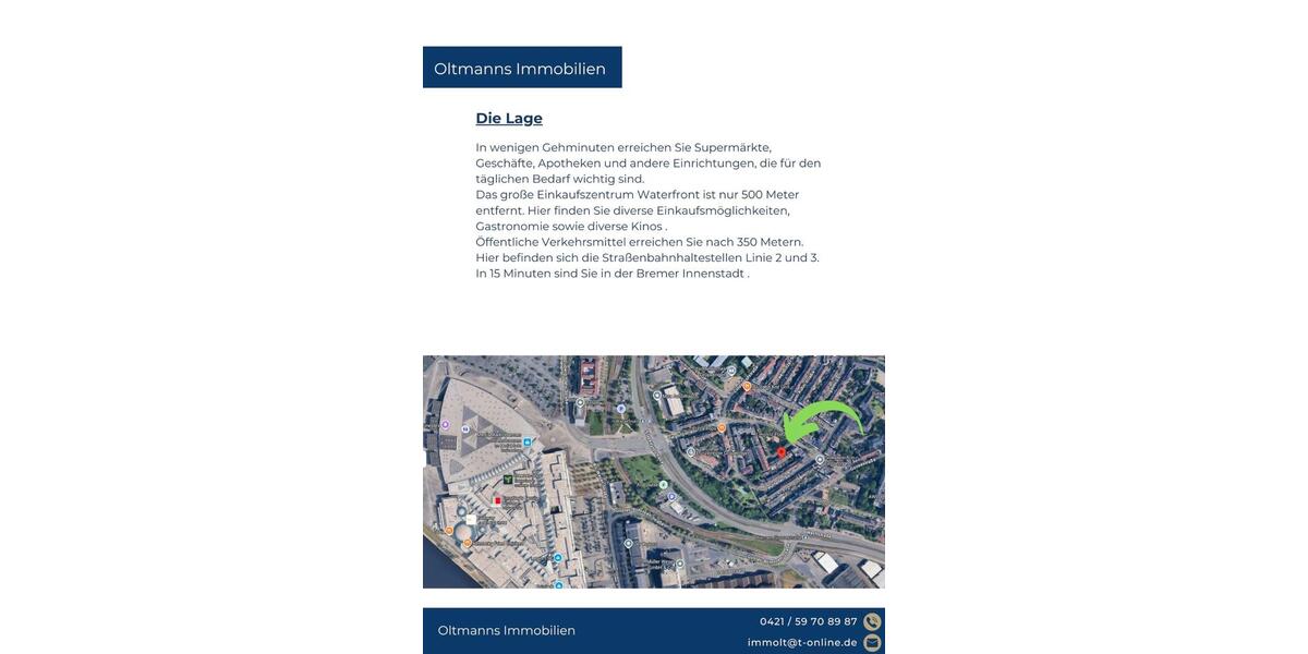 Etagenwohnung Bremen Burglesum - 2 Zimmer, 53 m&sup2;, 593&euro; | Angebot:26019456