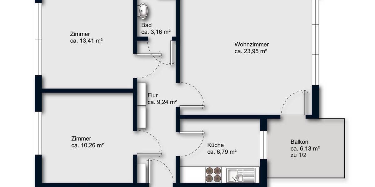 Etagenwohnung Bremen Hastedt - 3 Zimmer, 70 m&sup2;, 245.000&euro; | Angebot:26731897