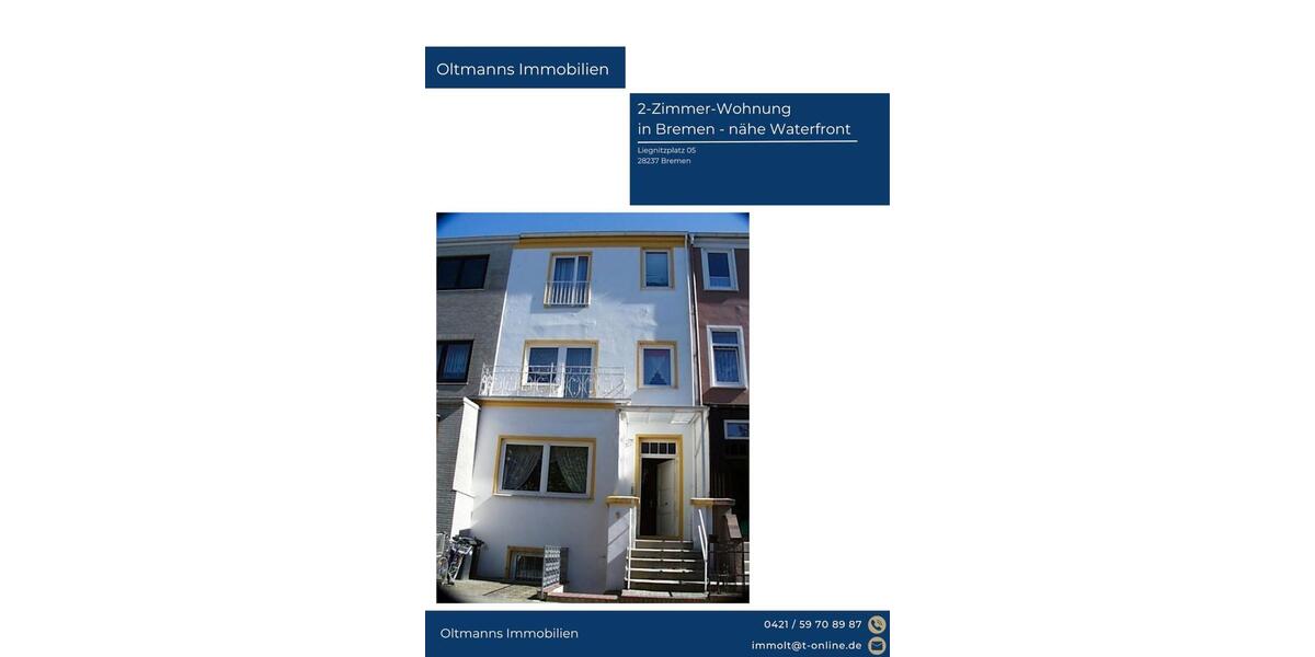 Etagenwohnung Bremen Burglesum - 2 Zimmer, 53 m&sup2;, 593&euro; | Angebot:26019456