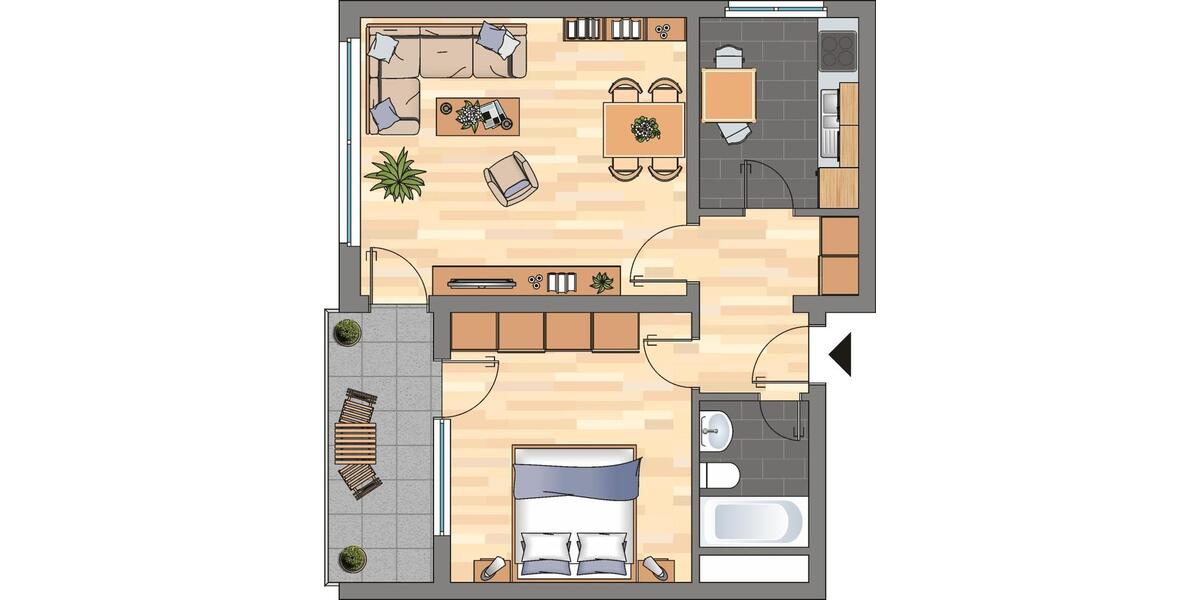 Erdgeschoßwohnung Bremen Huchting - 2 Zimmer, 51 m&sup2;, 421&euro; | Angebot:25377855