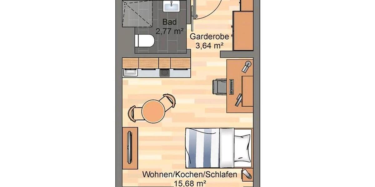 Etagenwohnung Bremen Walle - 1 Zimmer, 22 m&sup2;, 429&euro; | Angebot:24861221