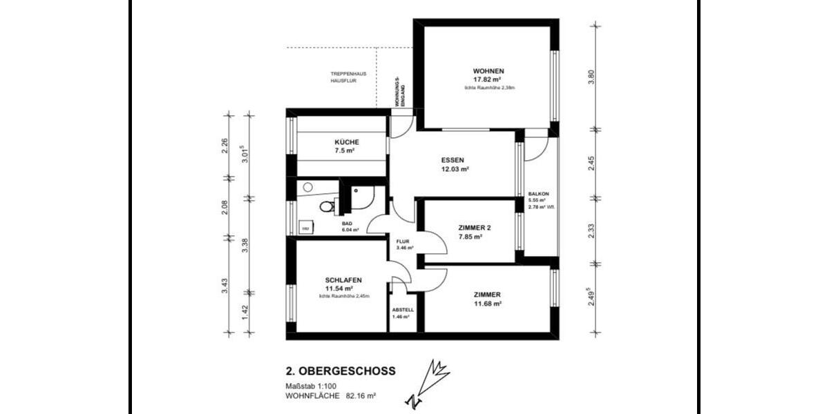 Etagenwohnung Bremen Huchting - 4 Zimmer, 83 m&sup2;, 195.000&euro; | Angebot:27153426