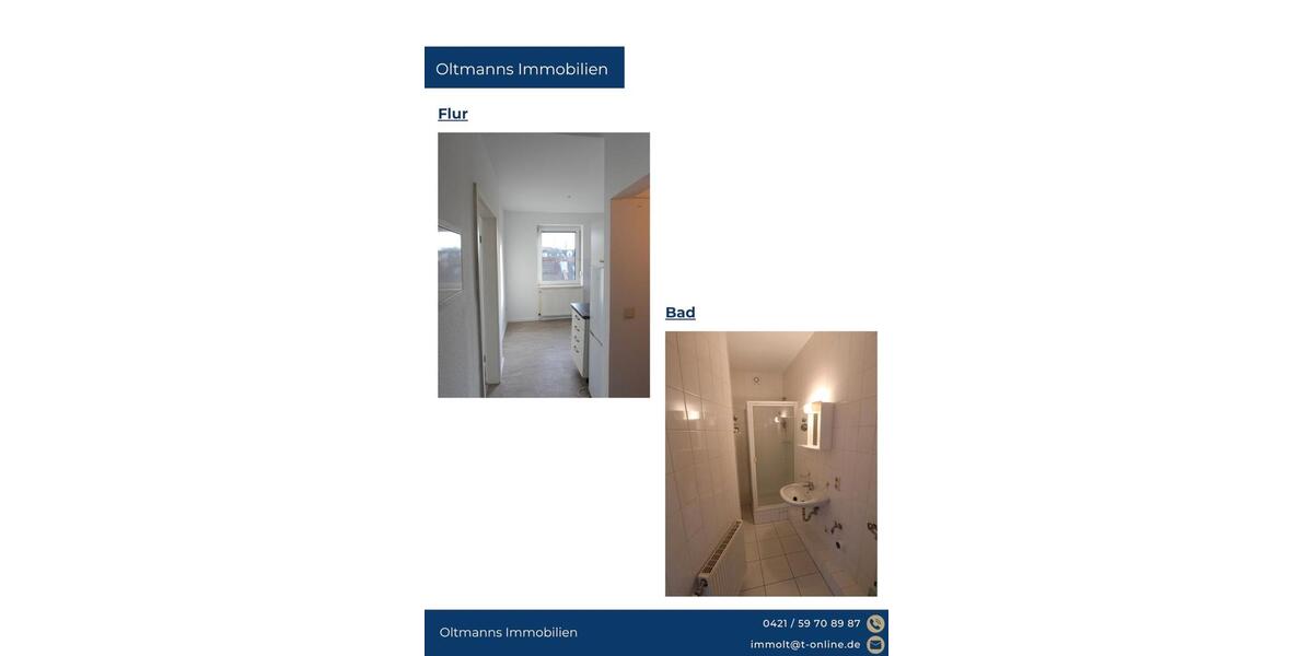 Etagenwohnung Bremen Burglesum - 2 Zimmer, 53 m&sup2;, 593&euro; | Angebot:26019456