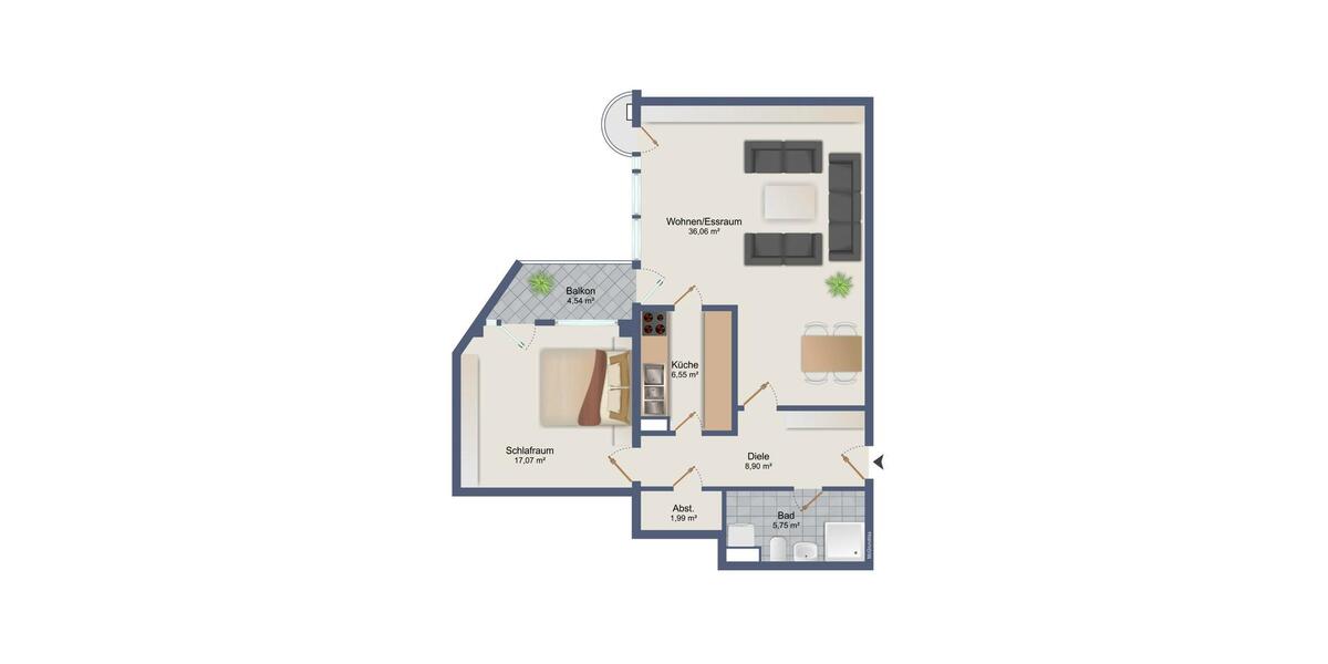 Etagenwohnung Bremen Östliche Vorstadt - 2 Zimmer, 76 m&sup2;, 1.070&euro; | Angebot:26148721