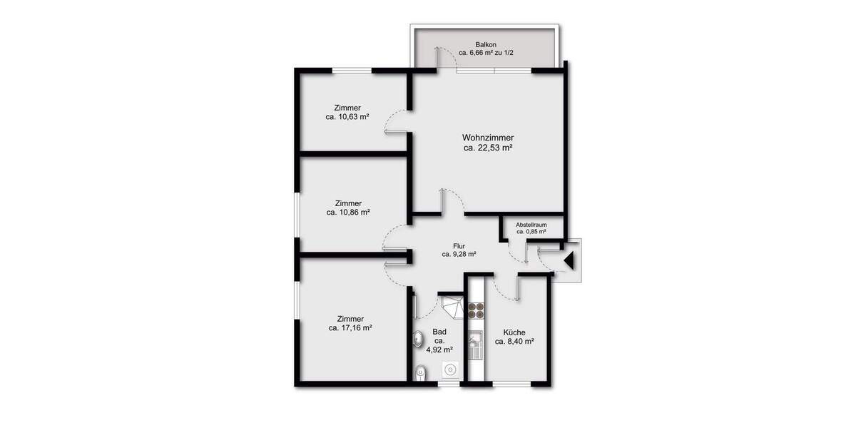 Etagenwohnung Bremen / St. Magnus St. Magnus - 4 Zimmer, 88 m&sup2;, 149.000&euro; | Angebot:25706043