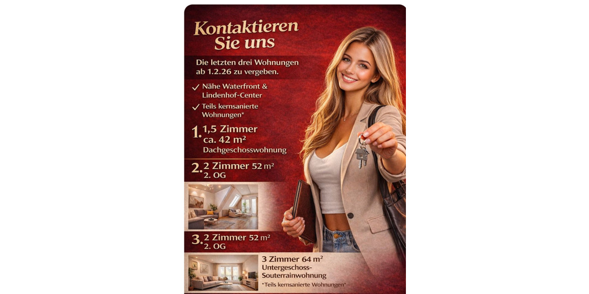 Etagenwohnung Bremen Burglesum - 3 Zimmer, 63 m&sup2;, 659&euro; | Angebot:24667409