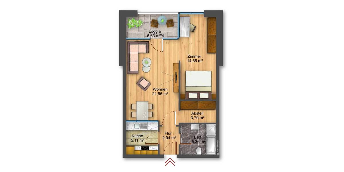 Etagenwohnung Achim Baden - 2 Zimmer, 55 m&sup2;, 625&euro; | Angebot:26713776