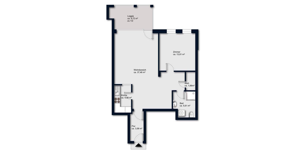 Etagenwohnung Bremen Vegesack - 2 Zimmer, 72 m&sup2;, 225.000&euro; | Angebot:26093786