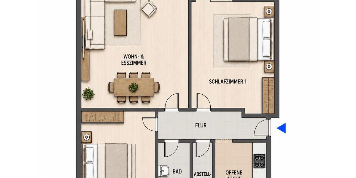 Erdgeschoßwohnung Bremen Huchting - 3 Zimmer, 63 m&sup2;, 189.000&euro; | Angebot:27169250