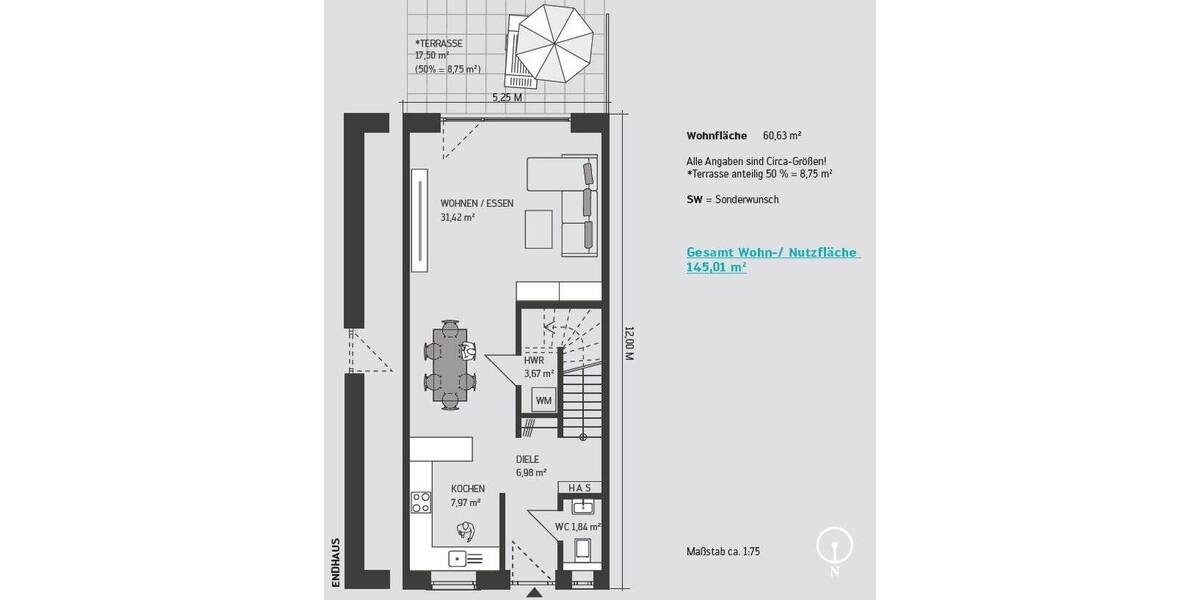 Reihenmittelhaus Bremen Osterholz - 5 Zimmer, 145 m&sup2;, 494.036&euro; | Angebot:25797270