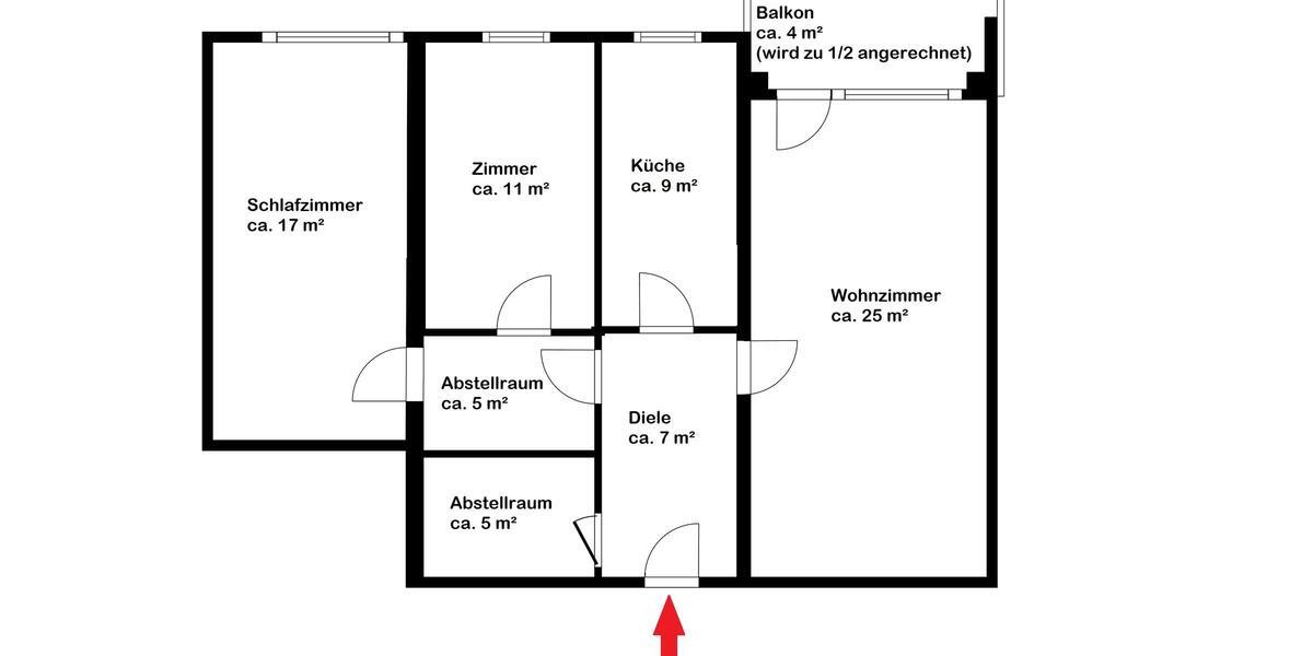 Etagenwohnung Bremen Östliche Vorstadt - 3 Zimmer, 81 m&sup2;, 930&euro; | Angebot:26592573