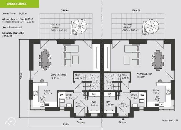 Doppelhaushälfte Bremen (Osterholz) Osterholz - 5 Zimmer, 153 m&sup2;, 526.900&euro; | Angebot:25729691