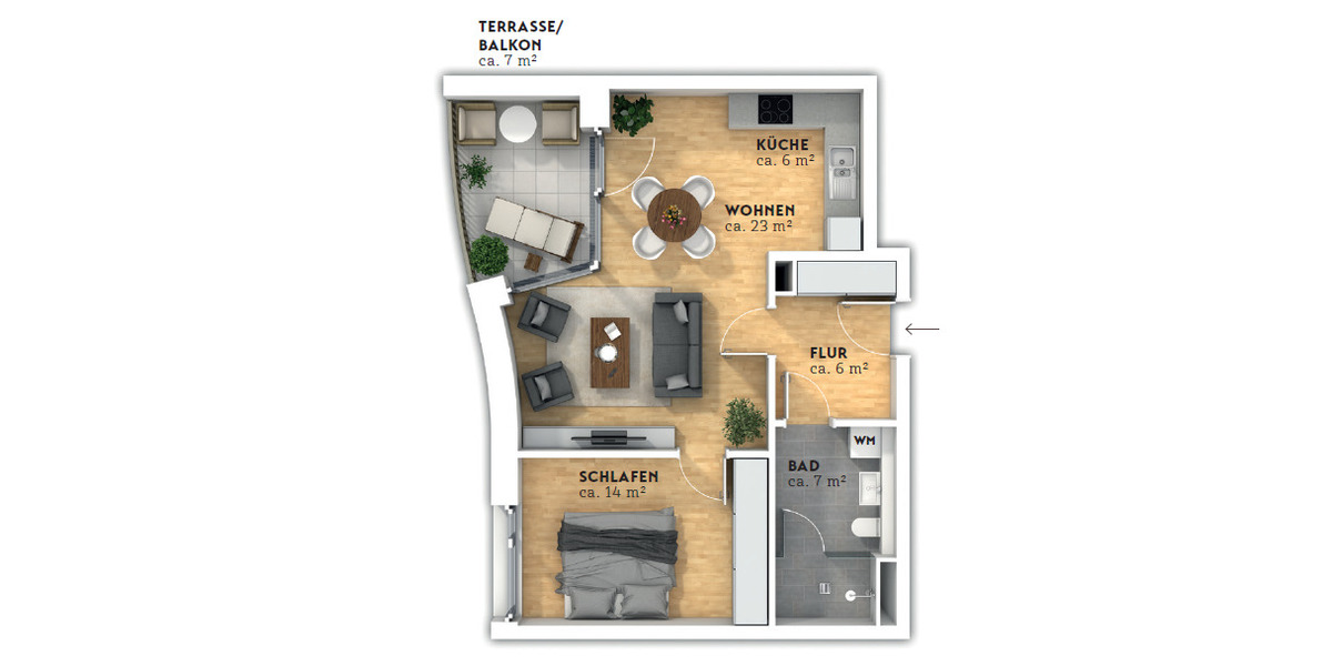 Etagenwohnung Bremen Walle - 2 Zimmer, 62 m&sup2;, 1.040&euro; | Angebot:26531112