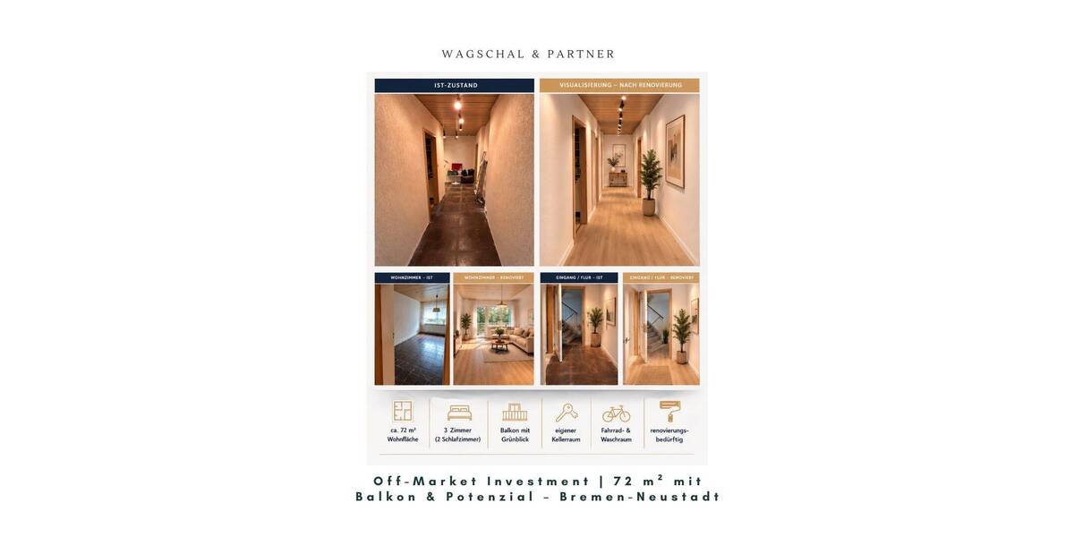 Terrassenwohnung Bremen Neustadt - 3 Zimmer, 72 m&sup2;, 189.000&euro; | Angebot:26879060