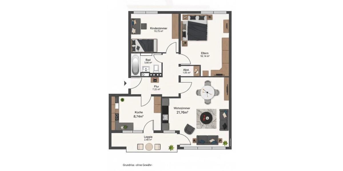 Etagenwohnung Bremen Huchting - 3 Zimmer, 73 m&sup2;, 740&euro; | Angebot:26391230