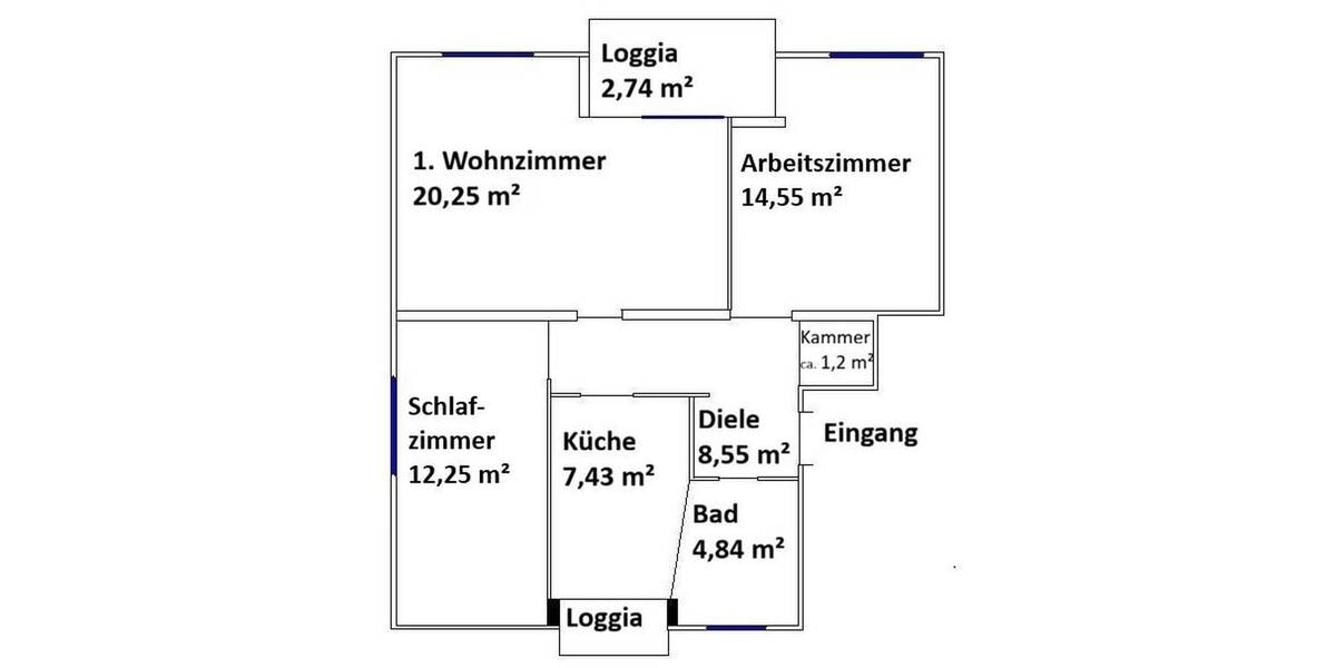 Etagenwohnung Bremen Hastedt - 3 Zimmer, 70 m&sup2;, 238.000&euro; | Angebot:26218149