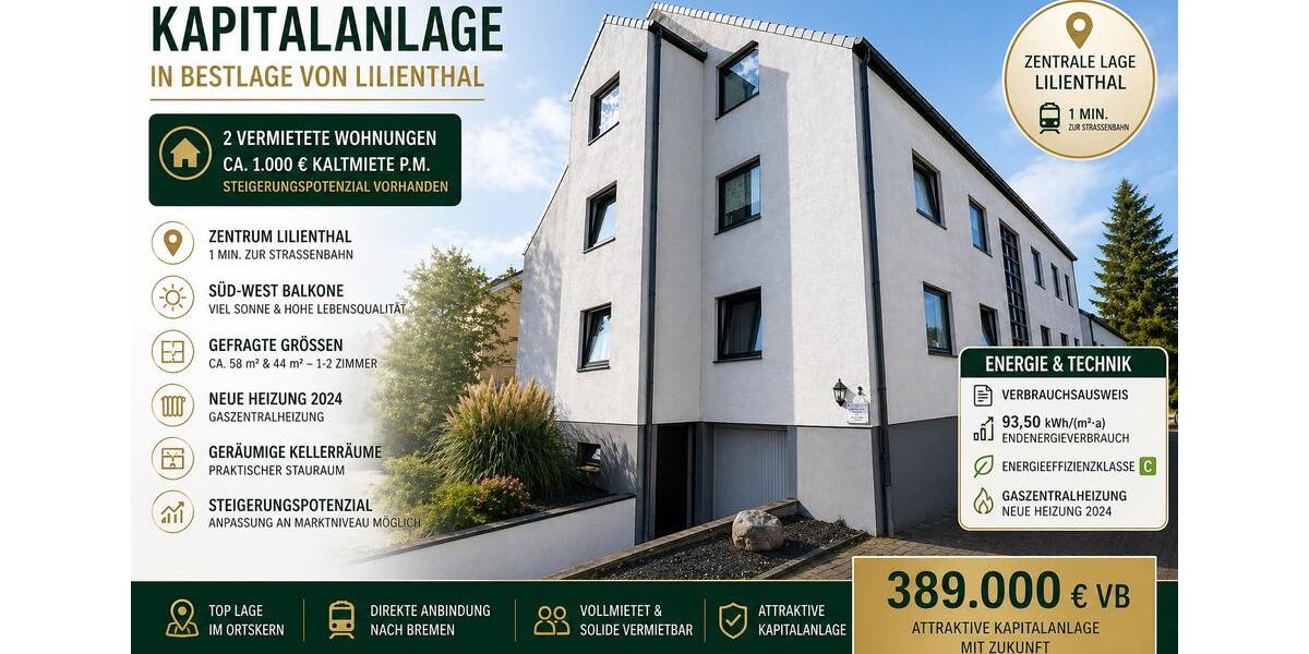 Etagenwohnung Lilienthal - 3 Zimmer, 1 m&sup2;, 389.000&euro; | Angebot:26327869