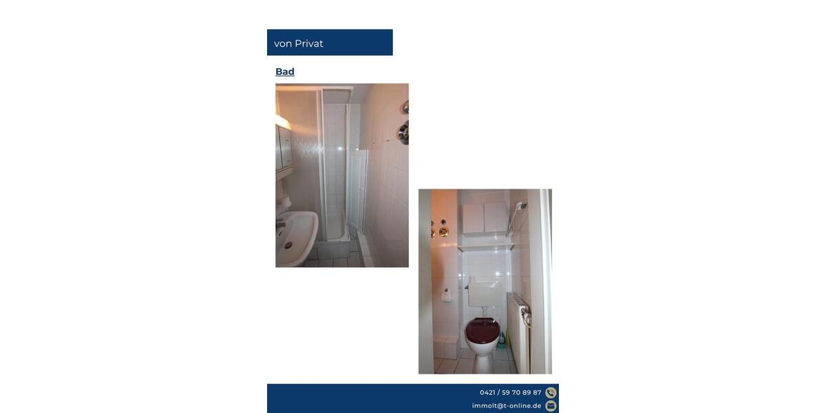 Etagenwohnung Bremen Burglesum - 1 Zimmer, 27 m&sup2;, 495&euro; | Angebot:26396709