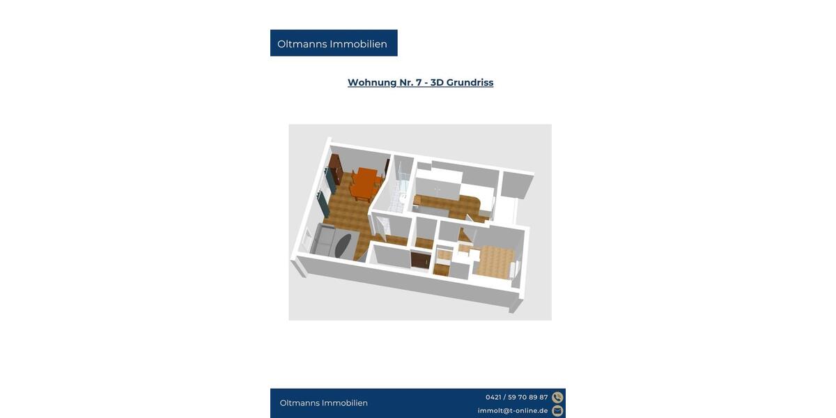 Etagenwohnung Bremen Burglesum - 2 Zimmer, 53 m&sup2;, 593&euro; | Angebot:26019456