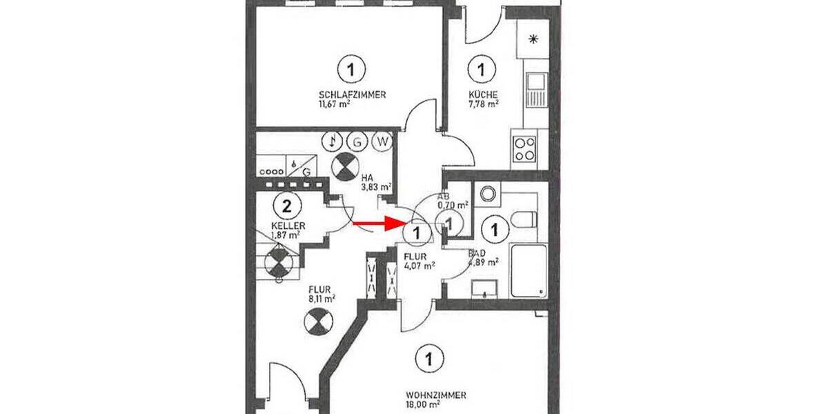 Etagenwohnung Bremen Regensburger Straße - 2 Zimmer, 60 m&sup2;, 185.000&euro; | Angebot:23967479