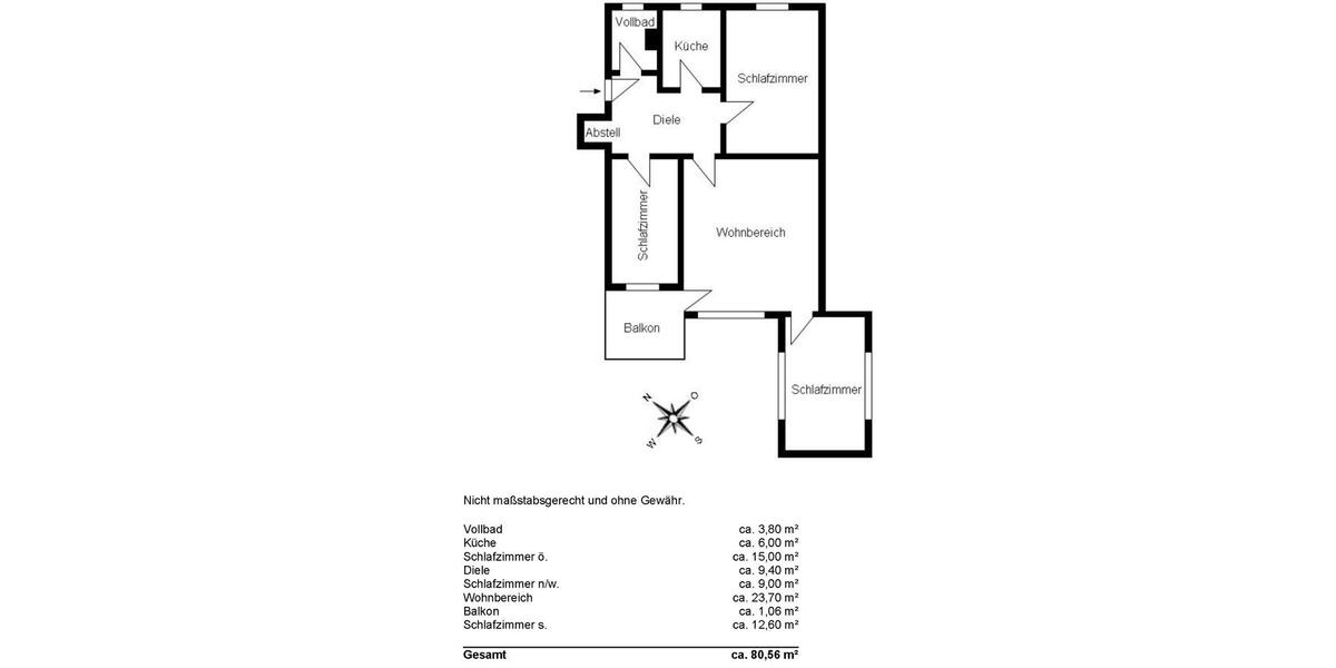 Etagenwohnung Bremen Neustadt - 4 Zimmer, 80 m&sup2;, 236.000&euro; | Angebot:26870022