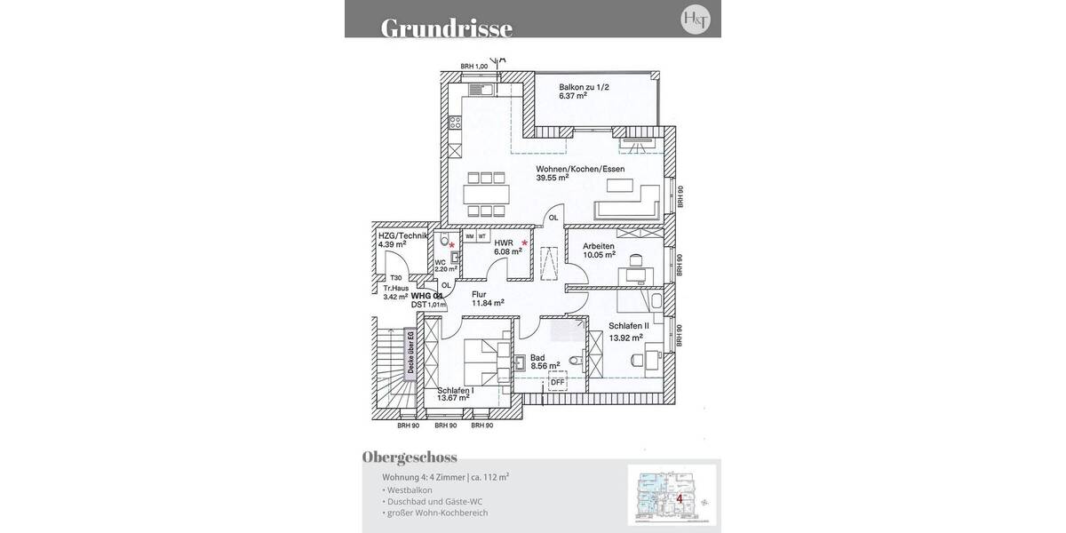 Etagenwohnung Stuhr Heiligenrode - 4 Zimmer, 112 m&sup2;, 399.000&euro; | Angebot:25743584