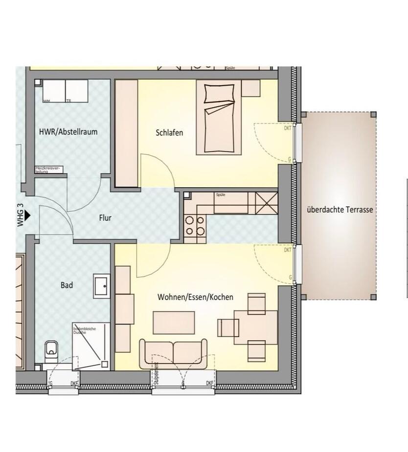 Erstbezug - Behindertengerechte 2-Zimmer-Wohnung mit Terrasse zimmer