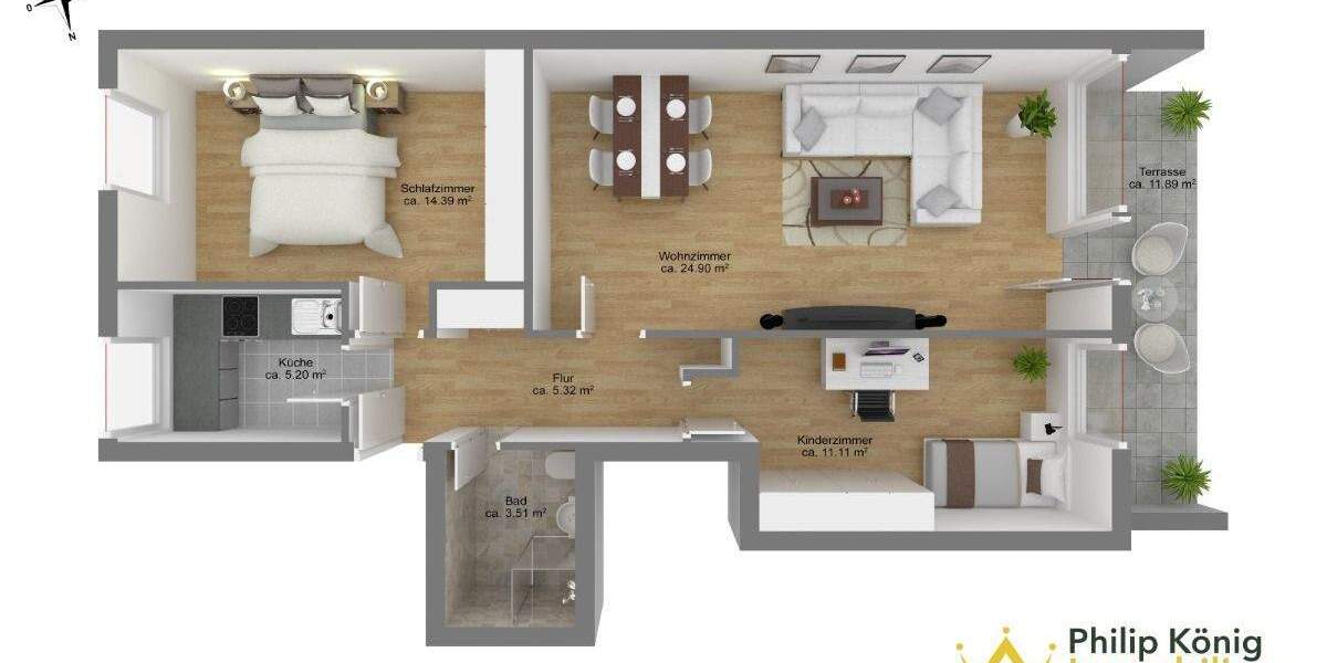 Etagenwohnung Bremen Borgfeld - 3 Zimmer, 70 m&sup2;, 219.900&euro; | Angebot:24036638