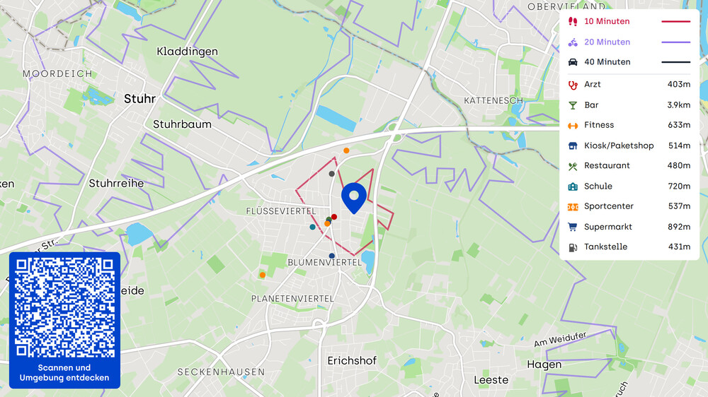 Frisch renovierte 2 Zi - Wohnung mit 67 m² Wfl. + Einbauküche mit Garage und Garten - Erdgeschoßwohnung Stuhr | Angebot:26283477