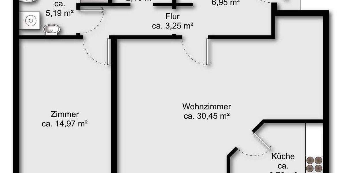 Etagenwohnung Osterholz-Scharmbeck Innenstadt - 2 Zimmer, 69 m&sup2;, 115.000&euro; | Angebot:24437453