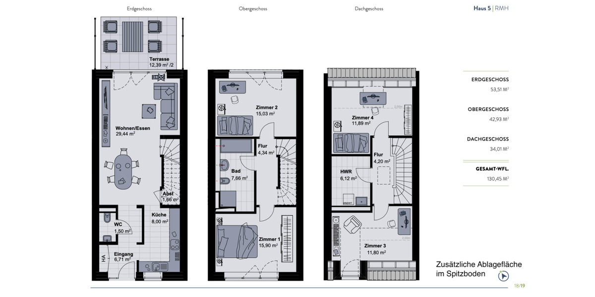 Reihenhaus Ritterhude - 5 Zimmer, 130 m&sup2;, 1.600&euro; | Angebot:25082170