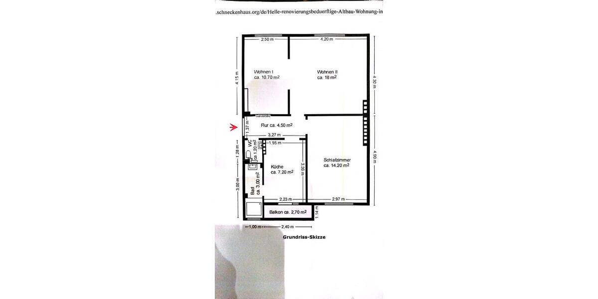 Hochparterre Bremen Hemelingen - 3 Zimmer, 64 m&sup2;, 152.000&euro; | Angebot:26201131