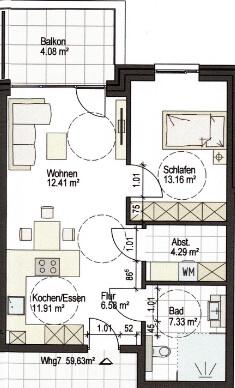 Etagenwohnung Delmenhorst Düsternort - 2 Zimmer, 60 m&sup2;, 806&euro; | Angebot:26252458